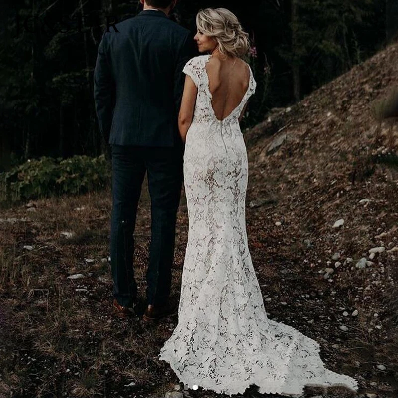 

mermaid wedding dress sexy v neck full lace vestido novia bohemio Sweep Train robe mariage romantic mariage robe suknia balowa
