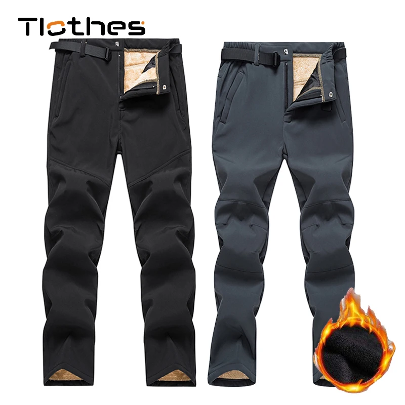 

Autumn Winter Women Men Softshell Pants Waterproof Outdoor Camping Hiking Pants Lamb Wool Fleece Warm Mountain Trousers Couples