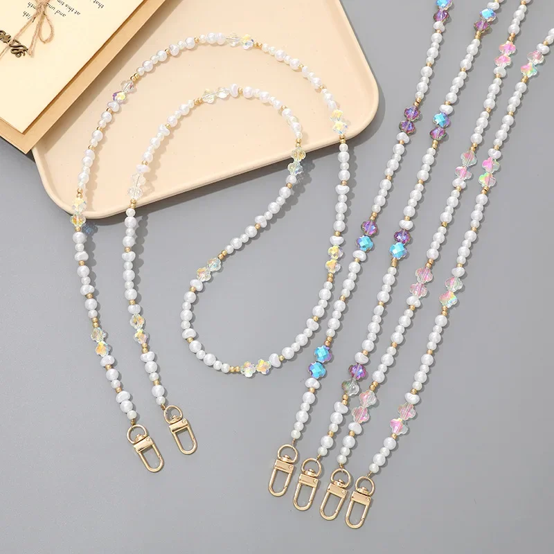 Роскошный Жемчужный Кристалл четырехлистный клевер брелок для сумок и телефонов