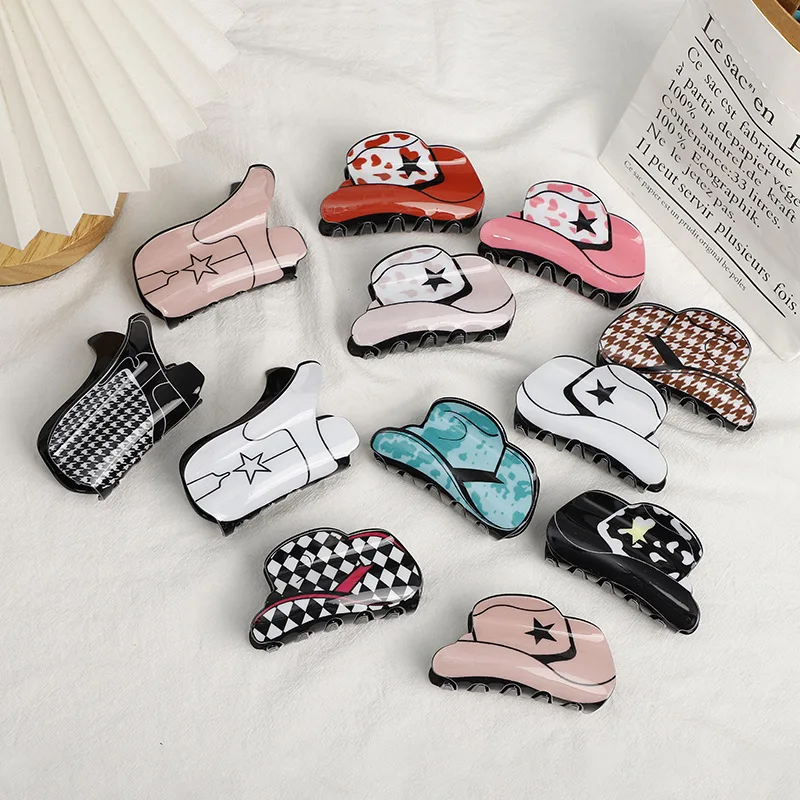 

WESTERN Cowboy Hat Hair Claw Clips Cowboy Hat Cowboy Boots Barrette for Thick Thin Hair Western Theme Hair Jewelry & Accessories