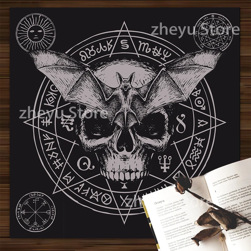 

Bat Skull Decorative Tablecloth Divination Tablecloth Home Decor Tapestry Tarot Game Mat Ornament Waterproof Tablecloth