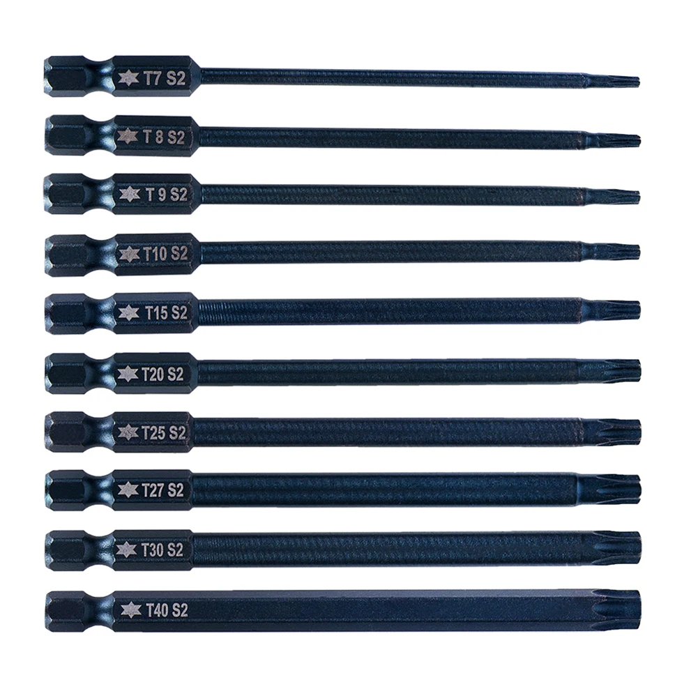 

Magnetic Torx Screwdriver Bits Set 10pcs 100mm Length Suitable for Electronics Furniture and Industrial Use