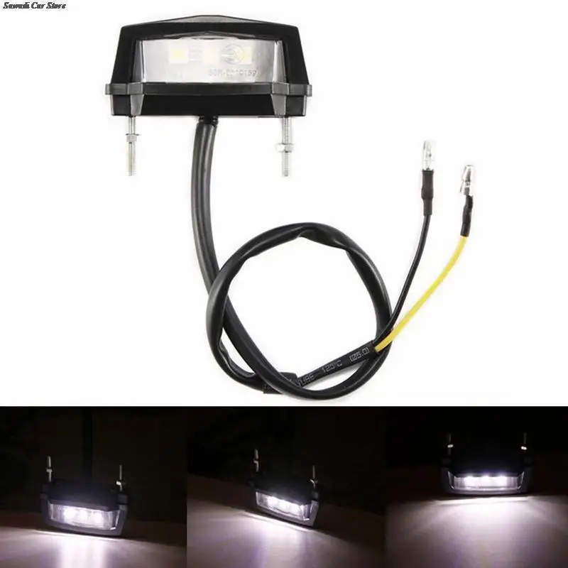 12V Universal Motorbike White LED Number License Plate Light Rear Tail Lamp 3 LED Mini License Plate Light Small Tail Light