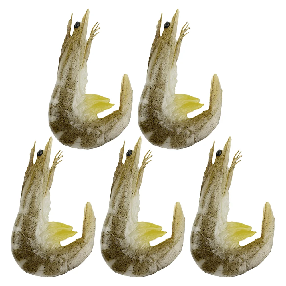 

5 Pcs Artificial Shrimp Decorative Food Models Halloween Decorations Seafood Fake Pvc Restaurant Prop