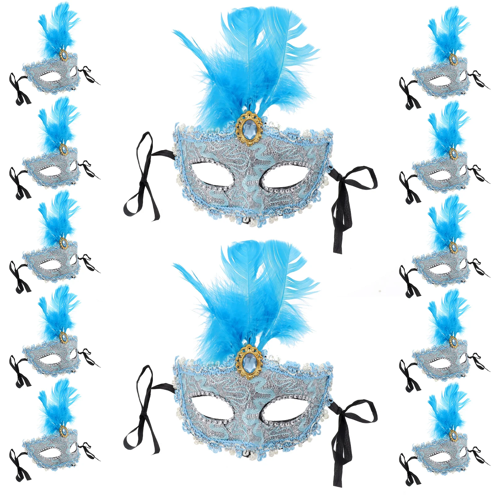 

12 Pcs Plumes Women Masks Props Dancing Party Ball Decorative Plastic Masquerade Halloween Accessories Women's