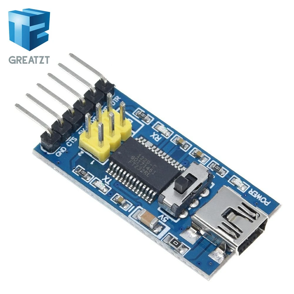 Базовый модуль-адаптер FTDI FT232RL USB-TTL для Arduino, преобразователь последовательного интерфейса, 3.3В5В, с переключателем FT232 (art.: 3920da242f491) - 3920da242f491
