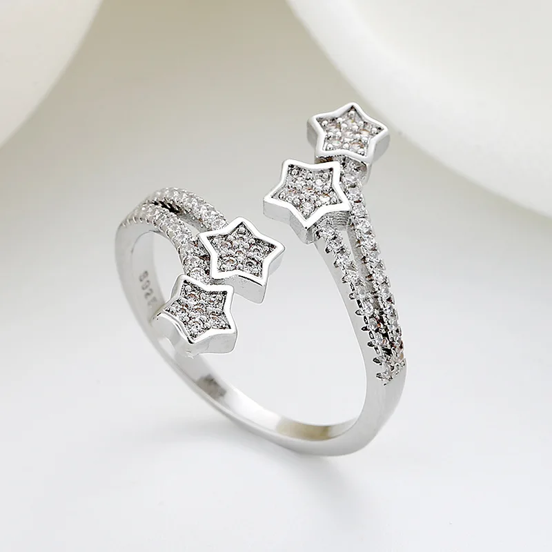 

Zircon Multi-Layer Star Rings For Women Stainless Steel Twist Star Adjustable Ring Wedding Party Jewelry Gift Bijoux Femme