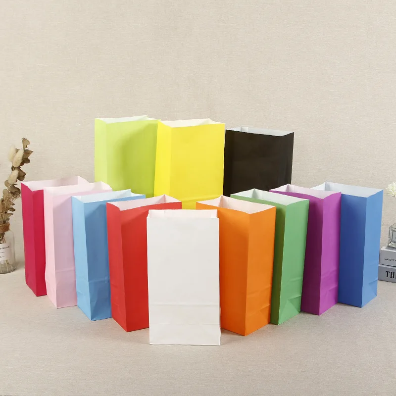

10/30/50pcs DIY Multifunction soft color paper bag with handles Festival gift bag shopping bags kraft paper packing bag