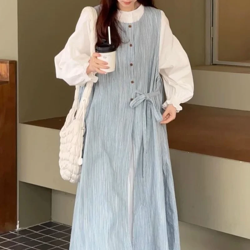 Винтажное элегантное милое синее платье-чехол в полоску стиле девушки Мори и