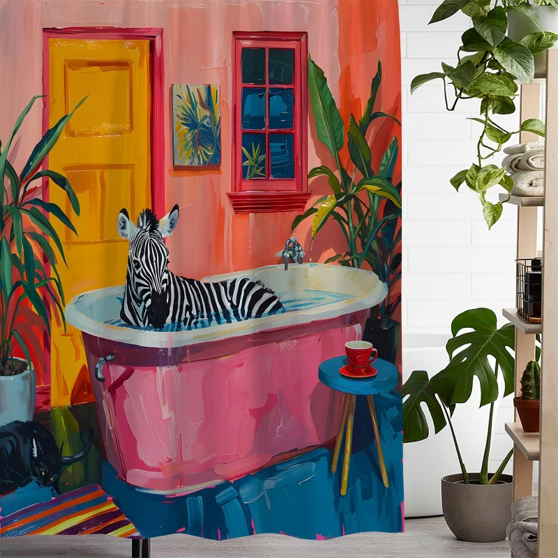 

Полиэстеровая занавеска для душа зебра зеленый принт