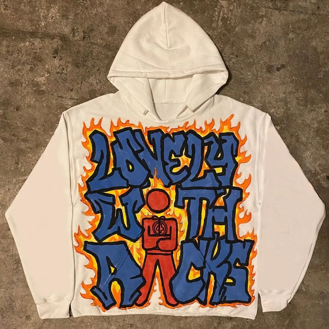 

Y2K Women's Clothing Sweatshirt Long sleeved Pullover Handdrawn Pattern Print Tops Oversize Streetwear Casual Kpop vintage news