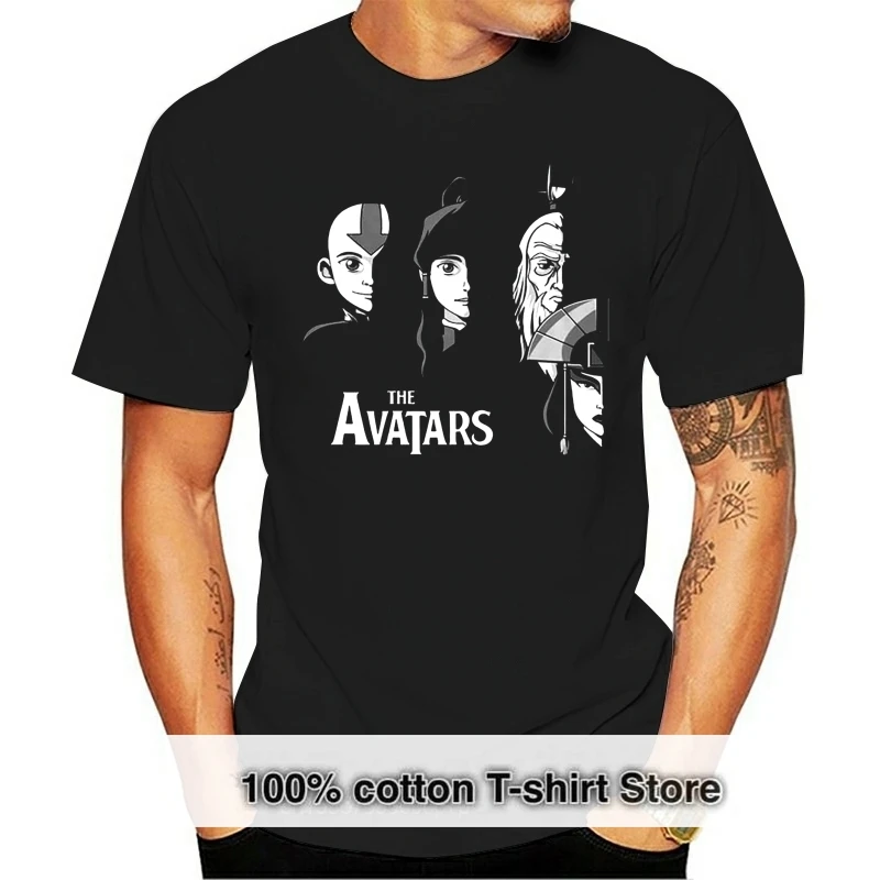 

The Avatars World On Fire The Last Airbender Black T-Shirt Aang Appa Momo S-3Xl Funny Design Tee Shirt