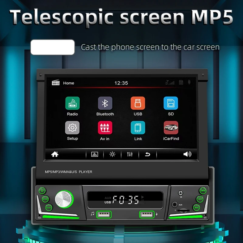 

Manual Telescopic Screen 1 Din Car Radio Multimedia Player Auto Audio Stereo FM 7 Inch Autoradio Player Universal