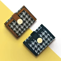 new womens three fold wallet short hasp houndstooth wallet student minimalist cute card holder coin purse clutch bag