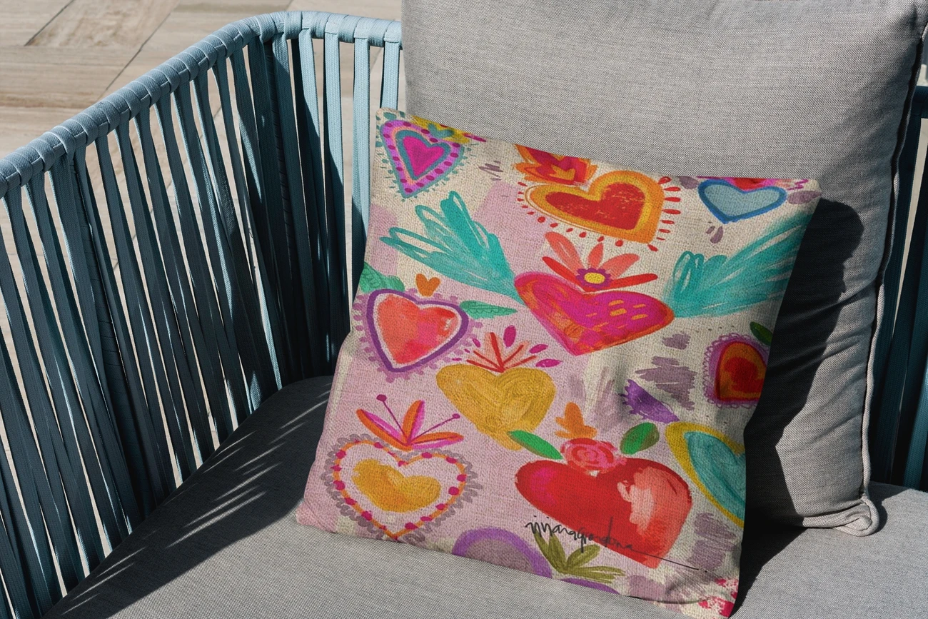 Наволочка в виде РОЗОВОГО СЕРДЦА 45x45 льняная винтажная наволочка Декоративные