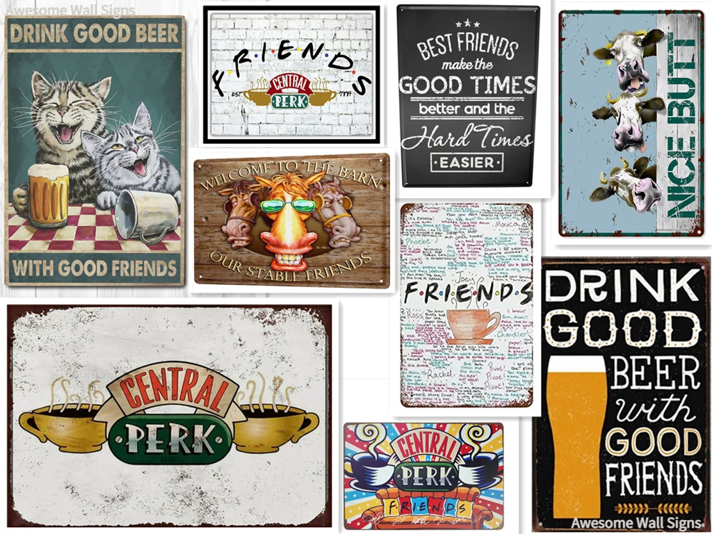 

Friends Central Perk New York Theme Metal Tin Signs 8x12 Inch Wall Decor Sign