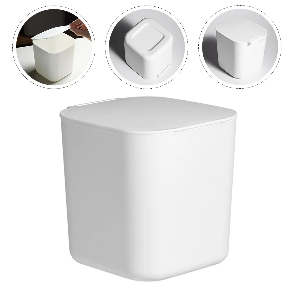 

Trash Can Bin Garbage Small Container Mini Desktop Waste Kitchen Rubbish Lid Storagetabletop Office Countertop Wastebasket Desk