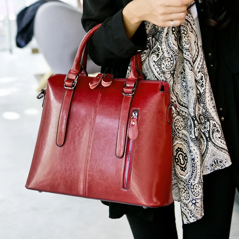 

Новинка 2023, кожаная сумочка в европейском и американском стиле, модные женские сумки через плечо из вощеной коровьей кожи, оптовая продажа сумок