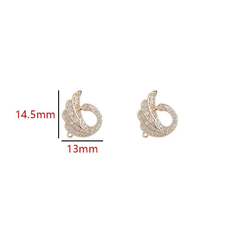 

S925 silver needle creative fashion inlaid with zircon color preserving Gold White Swan ear pin Earrings accessories