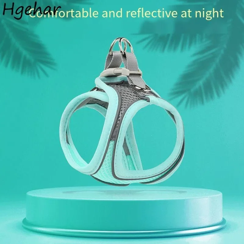 Дышащая шлейка-поводок для маленьких собак регулируемый светоотражающий