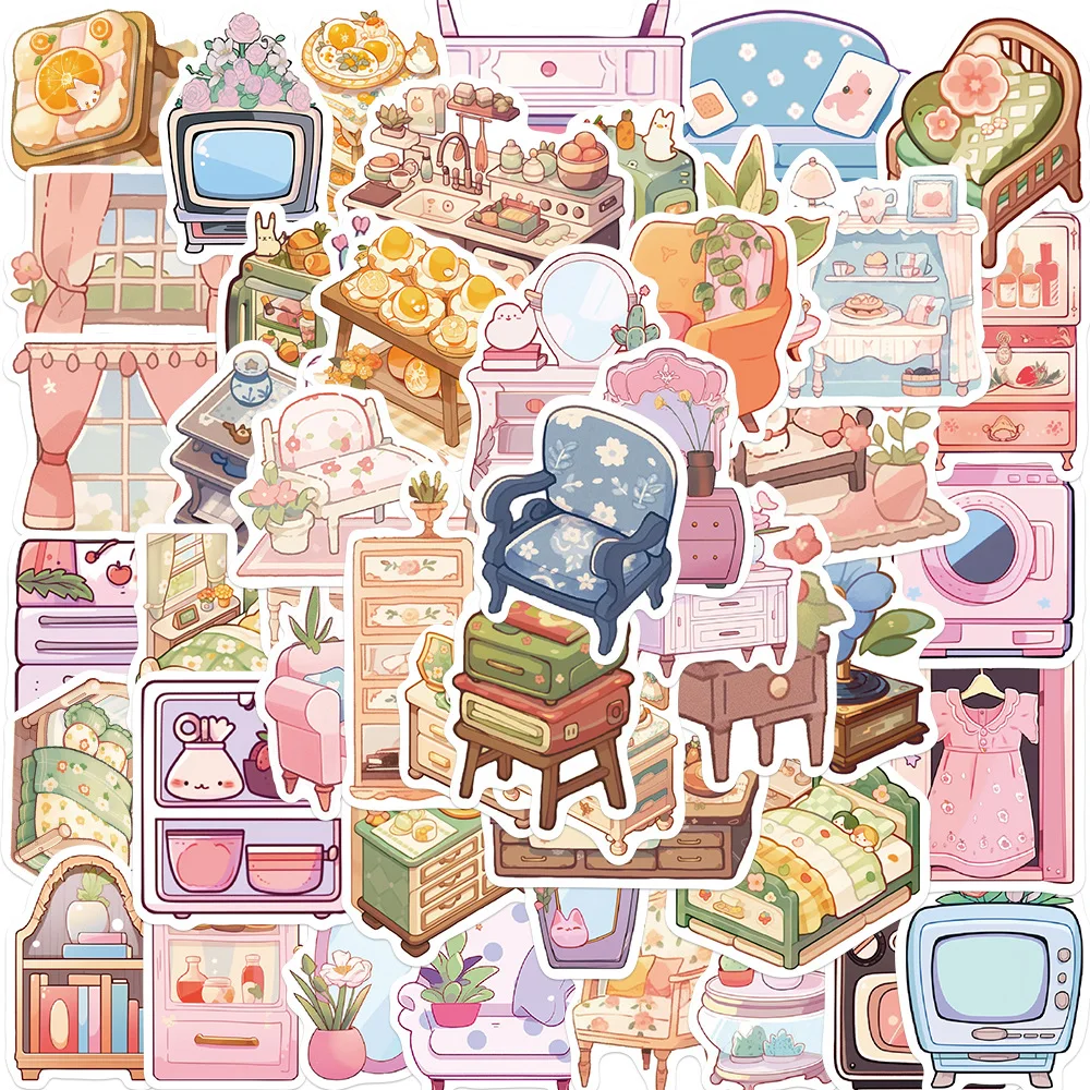 

50 шт. милые Мультяшные Стикеры для мебели, аксессуары «сделай сам» для записей, аксессуары для ноутбука, конфетная эстетика, Скрапбукинг для детей