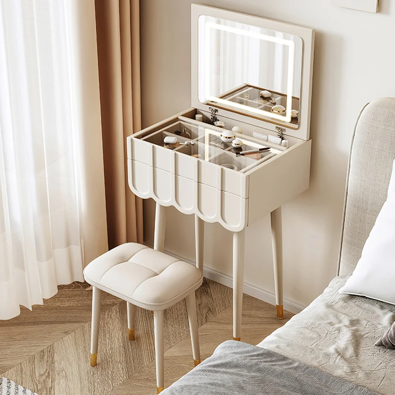 

White Industrial Dressing Table Vanity Design Jeweler Cabinet Dressing Table Stool Nordic Tocador Maquillaje Home Furniture