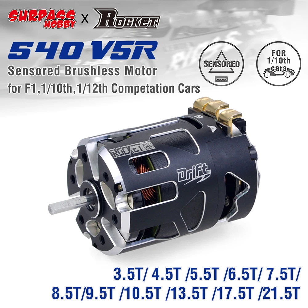 

RC Car Surpasshobby Rocket 540 V5R Sensored Brushless Drift Racing Motor for 1/10 1/12 1/14 RC Car Competition Modified Truck