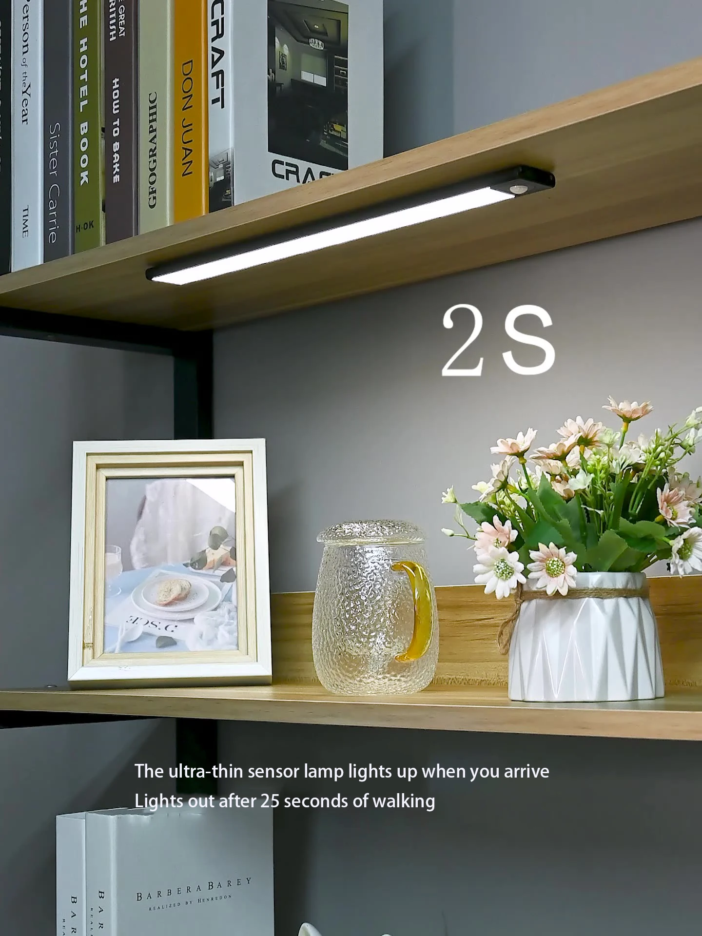 Bedroom wardrobe body sensor lamp wine cabinet mirror headlamp corridor corridor bedside smart home bedroom black body lamp