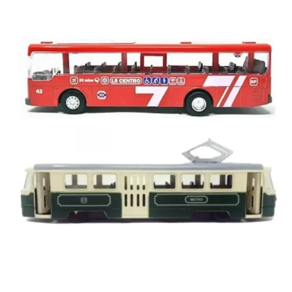 PLAYJOCS GT-8112 Bus Urbano 21x8x6.5cm+Metro Clásico Miniatura vehículo GT-8026，Presentado en una caja de 22x9cm, 2 Unidades