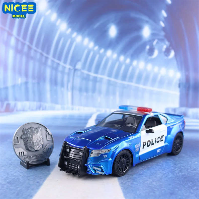 

1:24 Transformers Barricade Police Car High Simulation Diecast Car Metal Alloy Model Car Toys for Children Gift Collection J260
