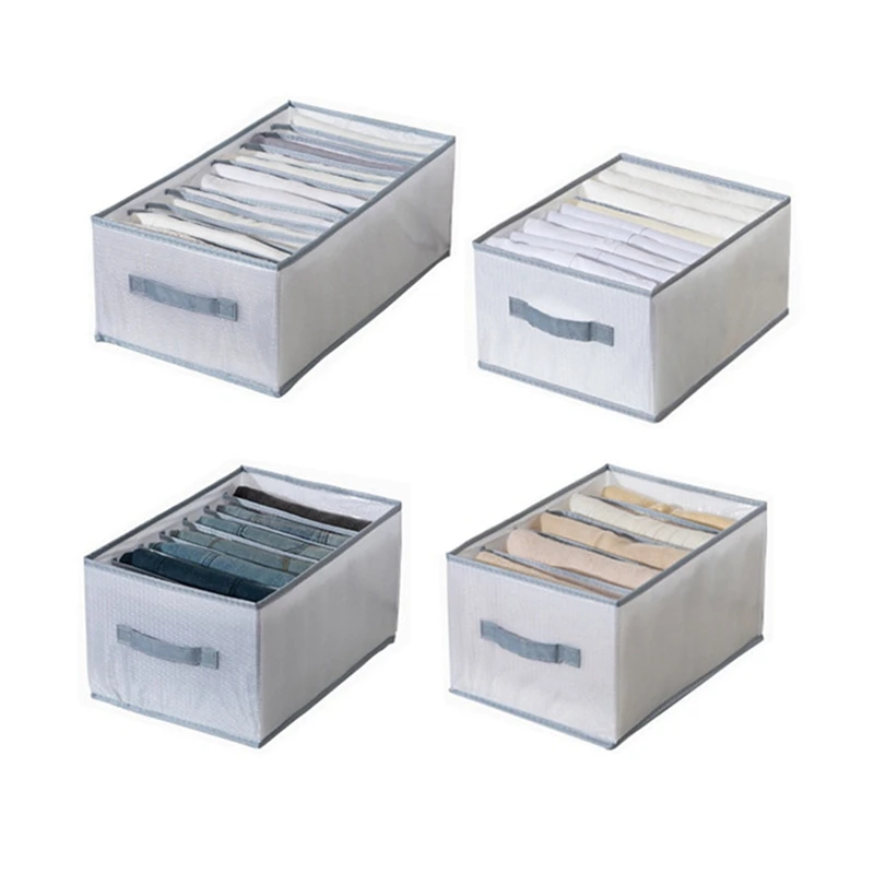 

4Pcs Wardrobe Clothes Organizer, Washable Closet Organizers And Storage Baskets, Jeans Leggings Compartment Storage Box