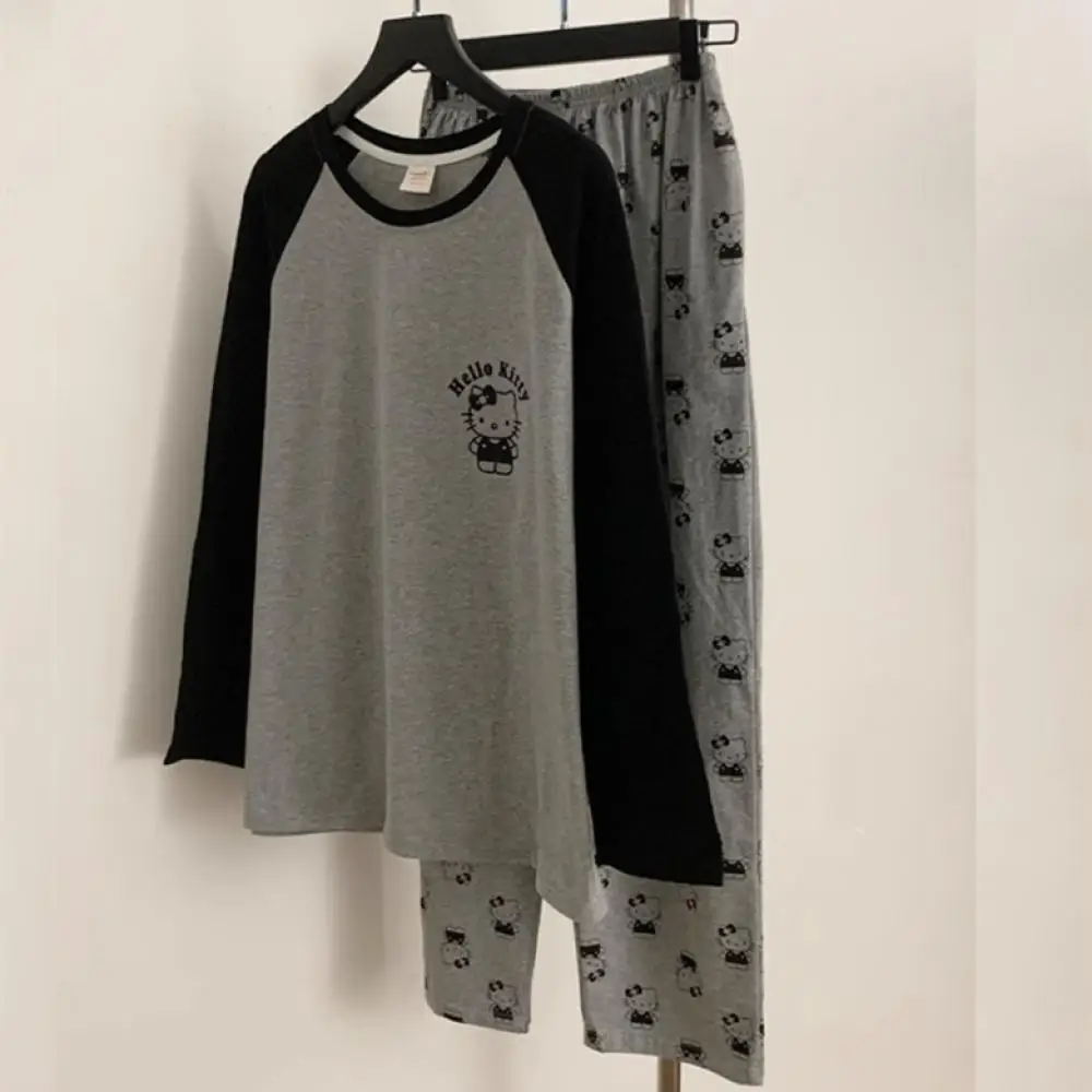 Kawaii Kuromi 2 шт. Пижамный костюм Sanrio понравико Женские аниме брюки с длинным рукавом