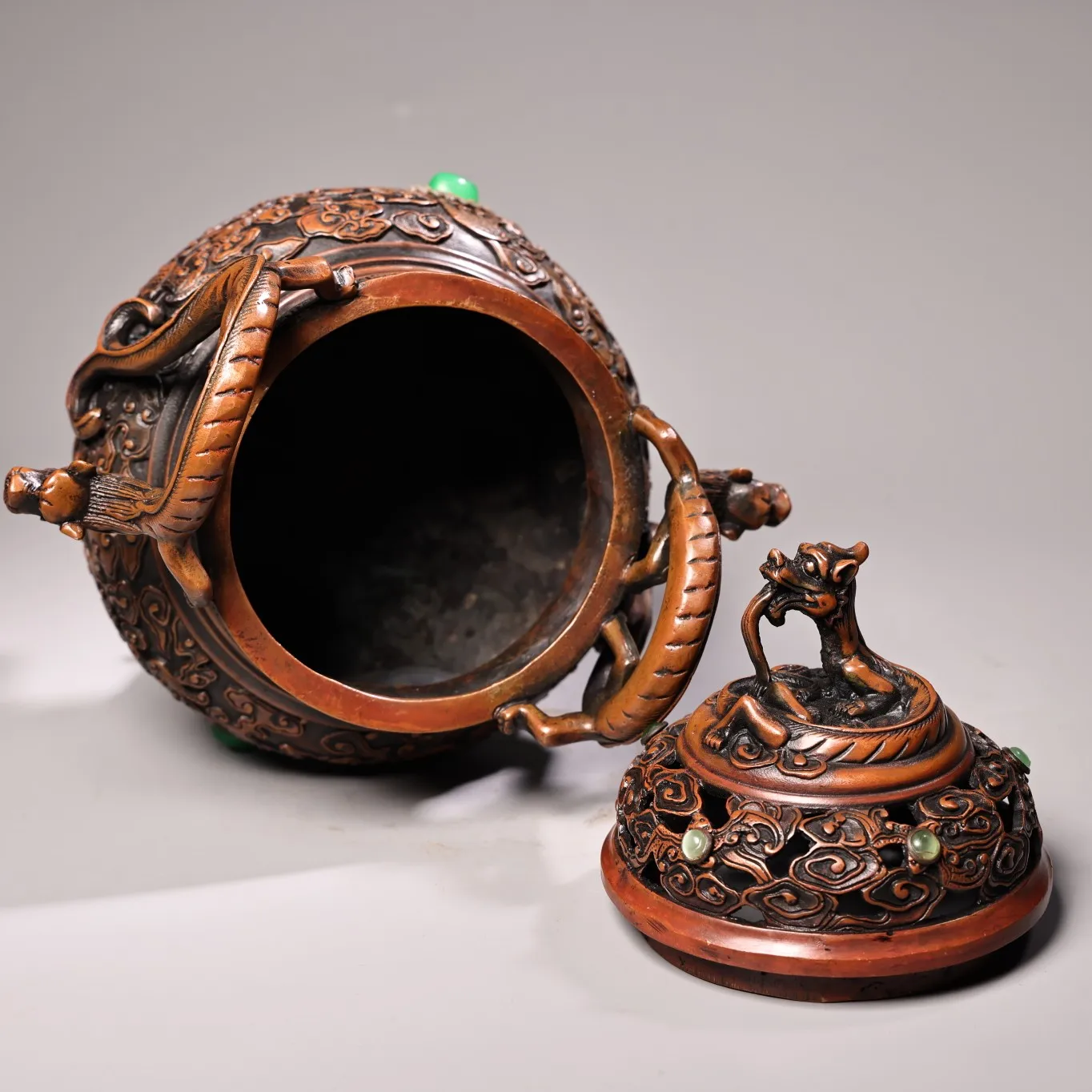 9-дюймовая коллекция тибетского храма старая бронзовая мозаика драгоценный