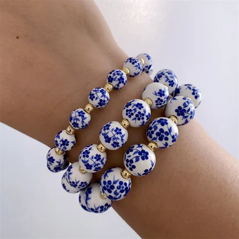 Керамический браслет XIALUOKE синего и белого цвета