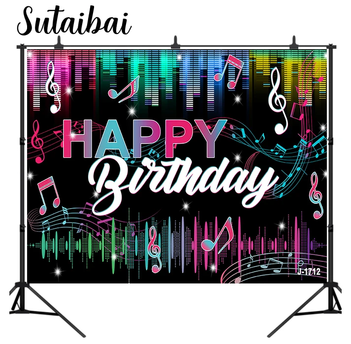 

Happy Birthday Backdrop Music Party Background Photo Booth Banner Photography Party Decoration Supplies for Teens Social Media