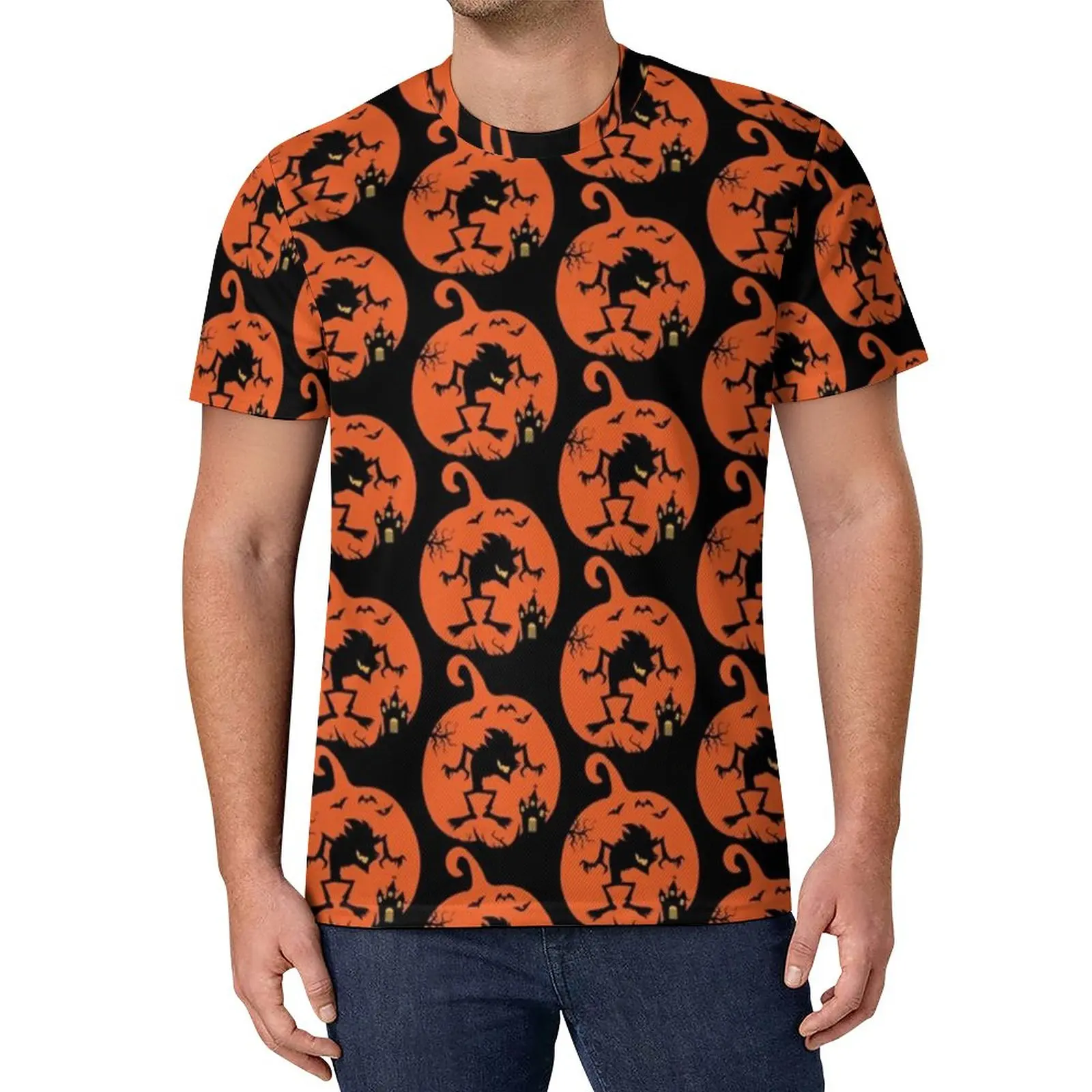 

Halloween Wolf T-Shirt Animal Print Retro T-Shirts Streetwear Tshirt Beach Short-Sleeve Graphic Tops