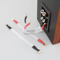 4pcs silver plated occ hifi speaker jumper cable flat bridge cord banana y spade