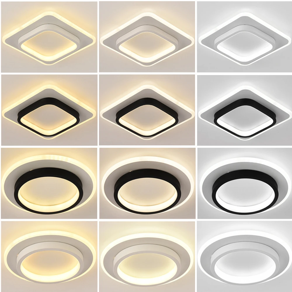

24W Modern LED Ceiling Light For Living Room Bedroom Corridor Interior Aisle Balcony Square/ Round Ceiling Lamps Home Fixture