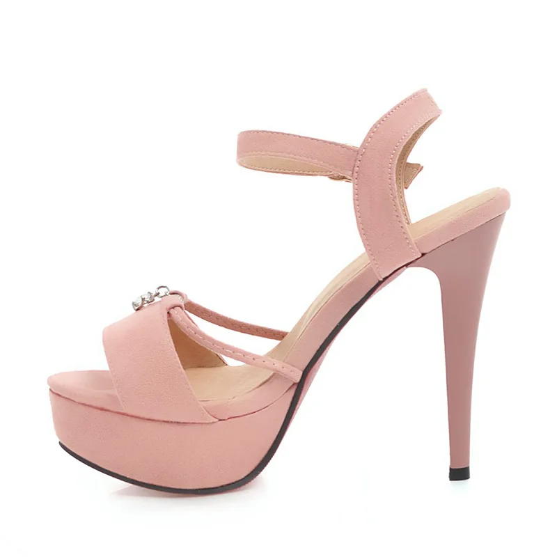 

Летние туфли на шпильке с открытым носком, водонепроницаемые сандалии с пряжкой, модная сексуальная розовая Женская обувь, маленькие размеры 32 33, новинка 2023