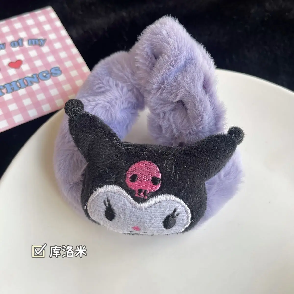 

New Sanrio Plush Scrunchie Hairband Kawaii Hellokitty Melody Cinnamoroll Kuromi Hair Clip Cute Girl Hair Accessories Girl Gift