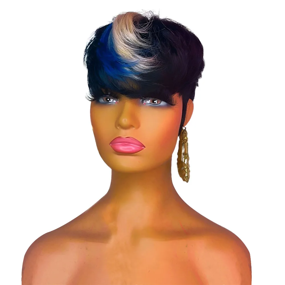 Короткий парик с стрижкой пикси полный машинный бразильские девственные волосы