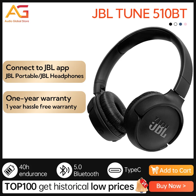 

JBL TUNE 510bt T510bt Wireless Bluetooth Headphones Music Sports Headset Boys and Girls Mobile Computer Universal