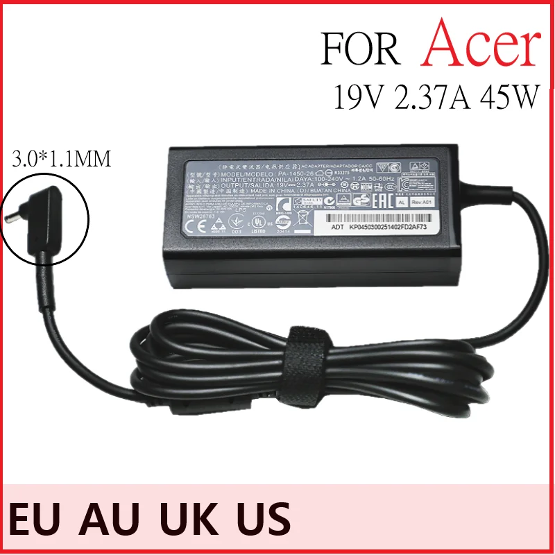 

19V 2.37A 45W 3.0*1.1MM Laptop Adapter Charger For Acer Aspire S7 391 V3-371 Switch12 PA-1450-26 A13-045N2A 547H Chromebook 11