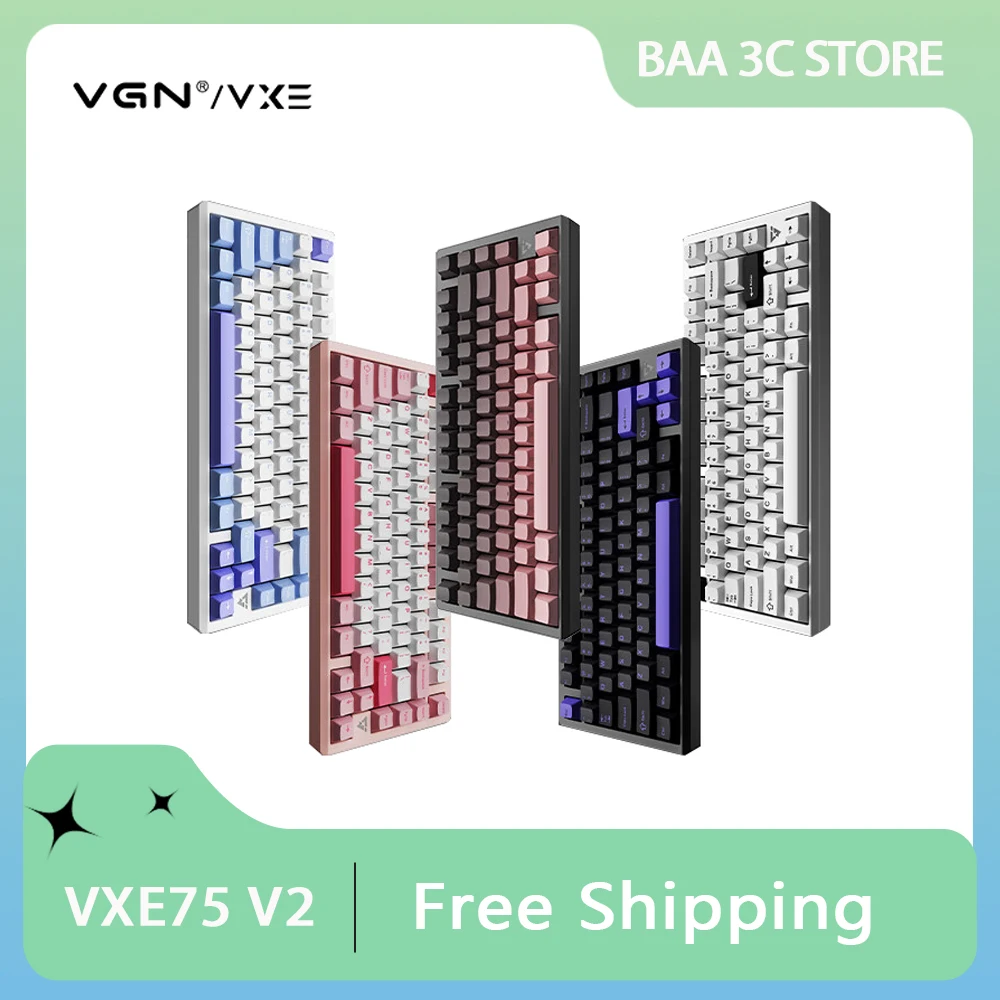 Механическая клавиатура VGN VXE75 V2 из алюминиевого сплава трехрежимная RGB прокладка