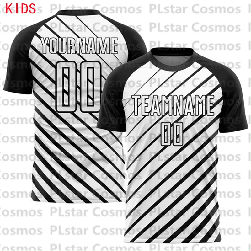 

Custom Black White Sublimation Soccer Uniform Jersey 3D Printed Kids Football Jersey Boys Tops Girl Tees