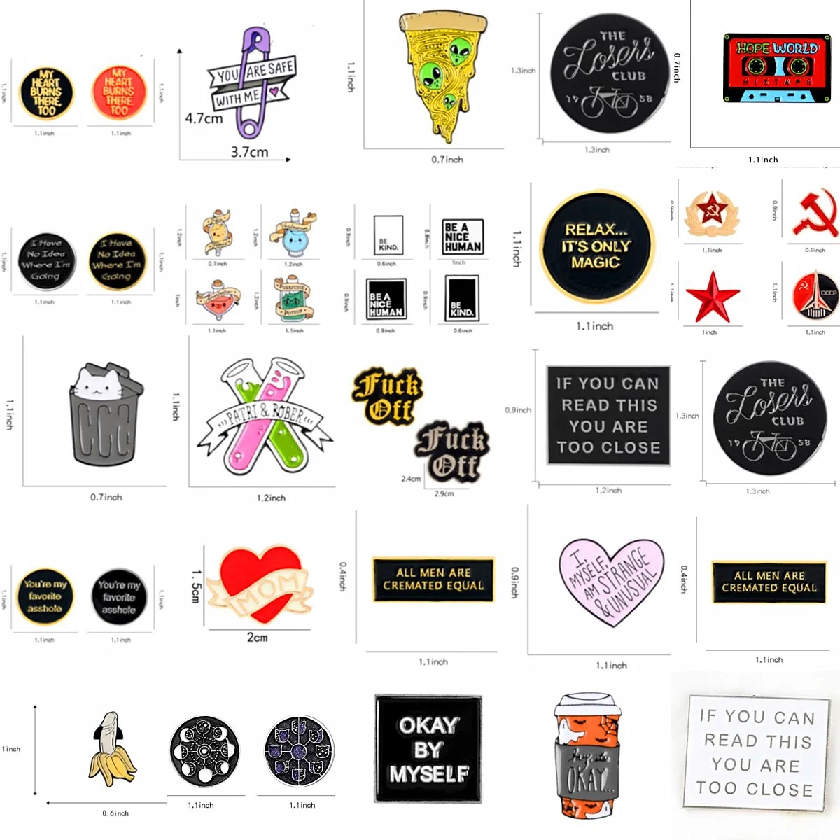 

Personality Cartoon Badges Funny Phrases Pentagram Gifts Drip Oil Enamel Pin Lapel Clothes Backpack Brooch Creative Jewelry