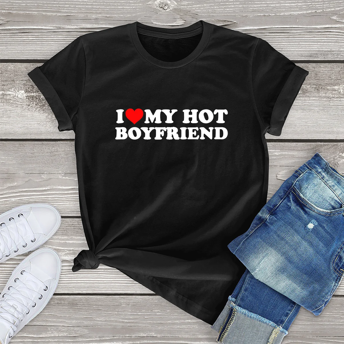 Купи I Love My Hot Girlfriend Print Women T Shirt Summer Casual Short Sleeve Shirt Harajuku Tops Female T-shirt Cute Cartoon Clothes за 120 рублей в магазине AliExpress