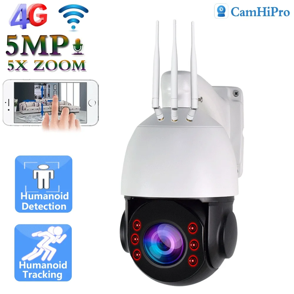 

Беспроводная IP-камера с 5-кратным увеличением 3G, 5 Мп, поддержка Wi-Fi, PTZ, слот для SD-карты