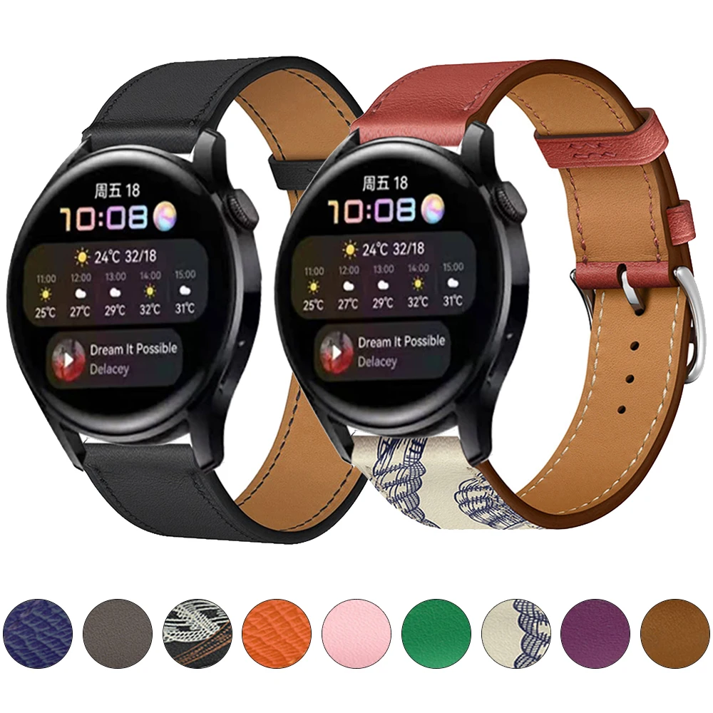 

Leather Strap for HUAWEI Watch 3 46mm GT 2 Pro 42mm GT3 Runner Band Bracelet for HONOR ES GS Pro Magic Belt 20mm 22mm Wristbands