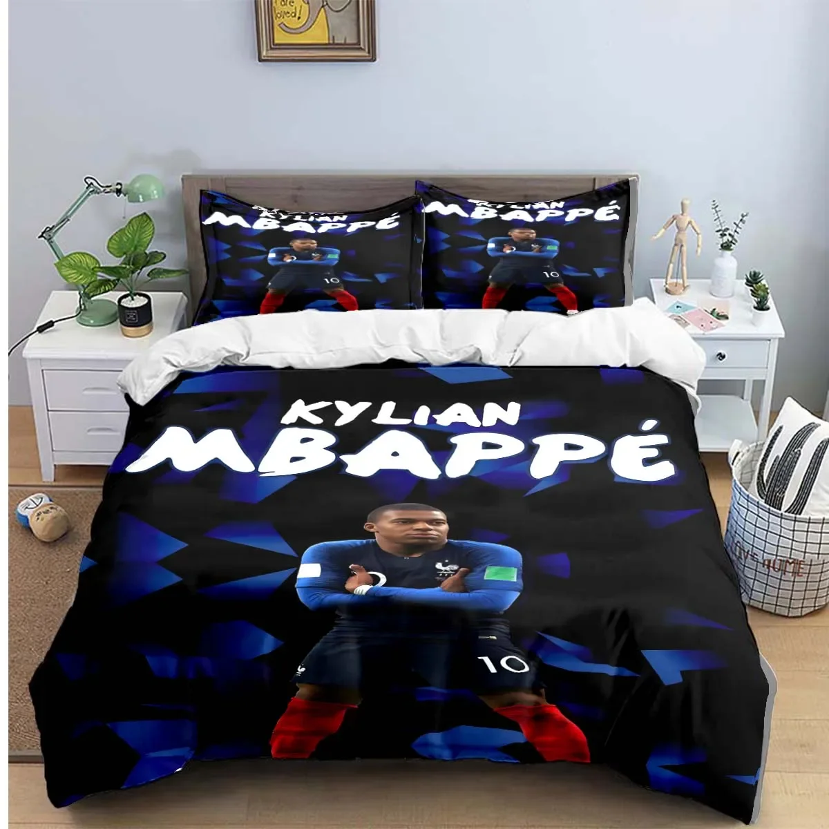 Фото Модный комплект постельного белья с принтом «Футбольная звезда» M-Messi R-Ronaldo, пододеяльник, одеяло, кровать для молодежи, роскошный подарок для девочек и мальчиков №3